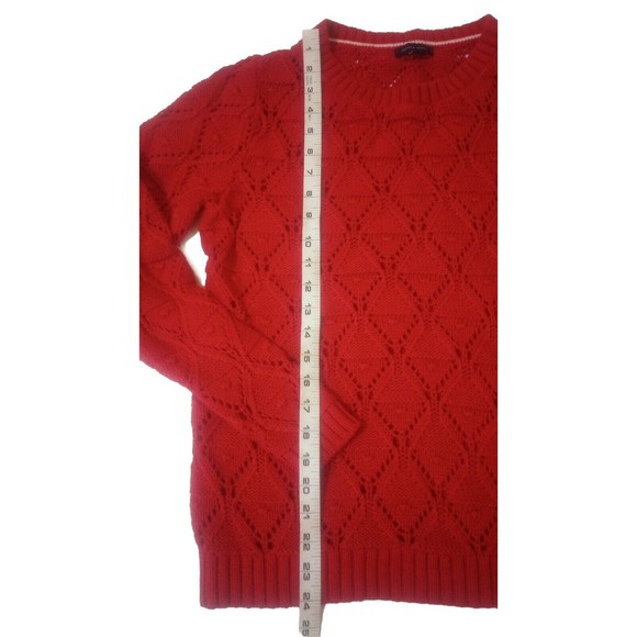 Tommy Hilfiger Women's Large Popcorn Knit Sweater Long Sleeve Embroidered Crew - Picture 9 of 9